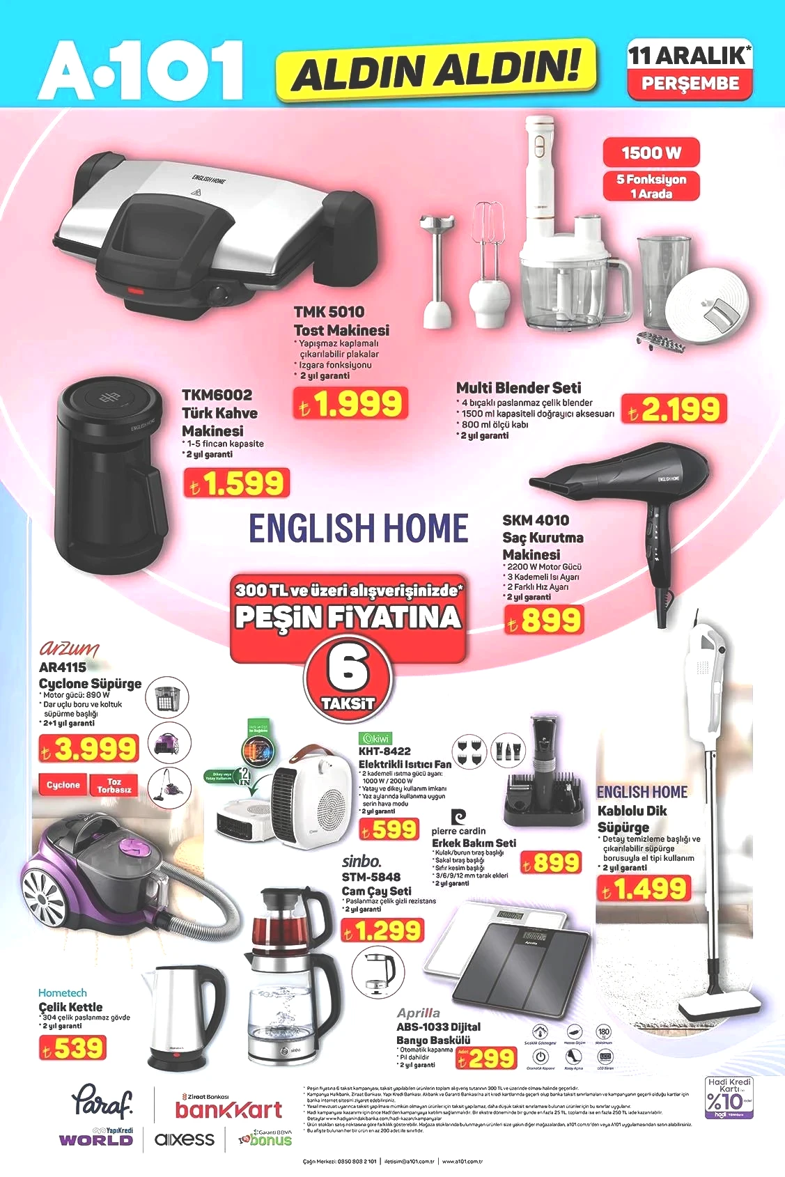 A101 ALDIN ALDIN 11 ARALIK AKTÜEL İNDİRİMLERİ